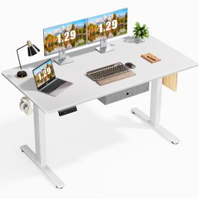 Sweetcrispy Electric Standing Desk with Drawer Adjustable Desk Ergonomic Rising Desk Computer Workstation,55 x 24 Inches White