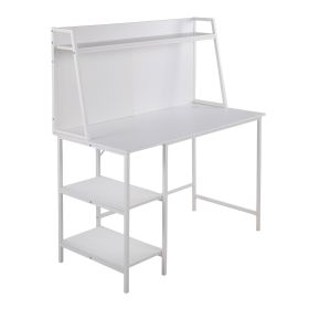 Geo Shelf Contemporary Desk in White Steel and White Wood by LumiSource