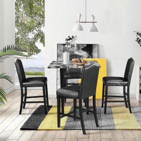 TOPMAX 5 Piece Dining Set with Matching Chairs and Bottom Shelf for Dining Room, Black Chair+Gray Table