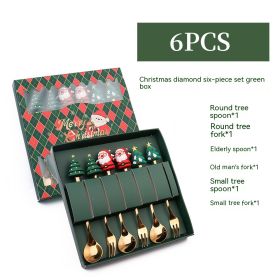 Creative Stainless Steel Christmas Spoon Kit (Option: I 6pc Six Piece Set Green Box)