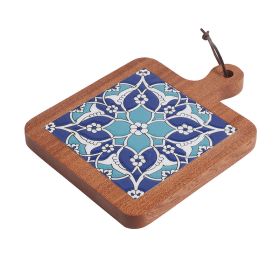 Solid Wood Vintage Tile Placemat Heat Proof Creative Anti-scald Casserole Mat Large Pot Coaster (Option: Wonderful Pen Flower)