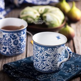 Blue And White Mug Retro Tea Cup Exquisite Bone China Gift Cup (Option: Willow Bough300ML-300ml)