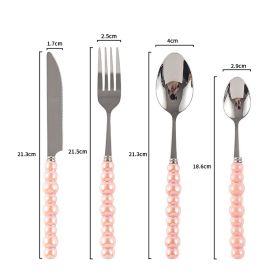 Ceramic Pearl Handle Knife Fork And Spoon Household Eating Soup Spoon Western Foodsteak Knife And Fork (Option: pink set)