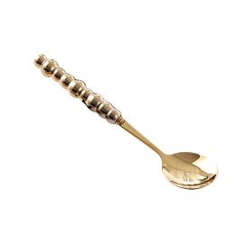 Light Luxury Ceramic Pearl Handle Knife Fork And Spoon Creative Stainless Steel Tableware (Option: Gold Main Meal Round Spoon)